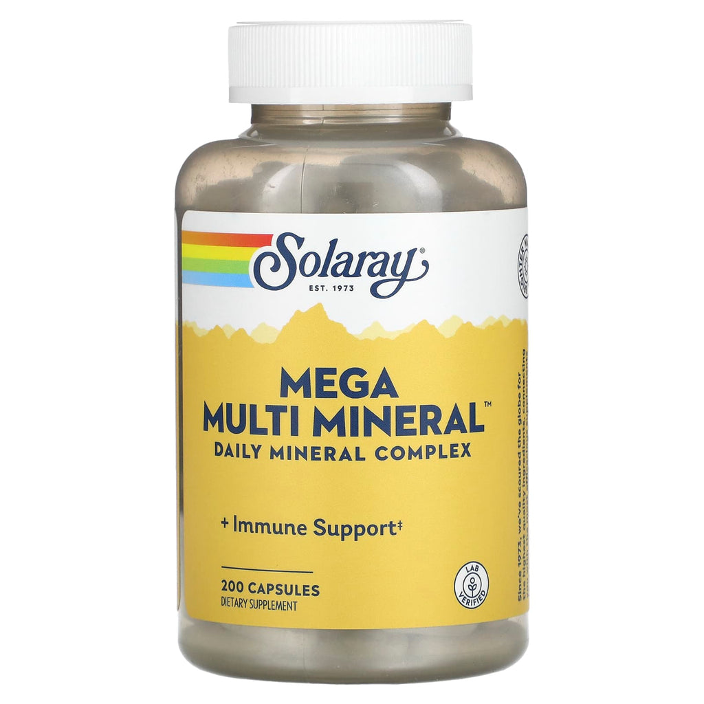 معادن متعددة كليتد 200 كبسولة Solaray, Mega Multi Mineral (Best Before 01-08-2027)