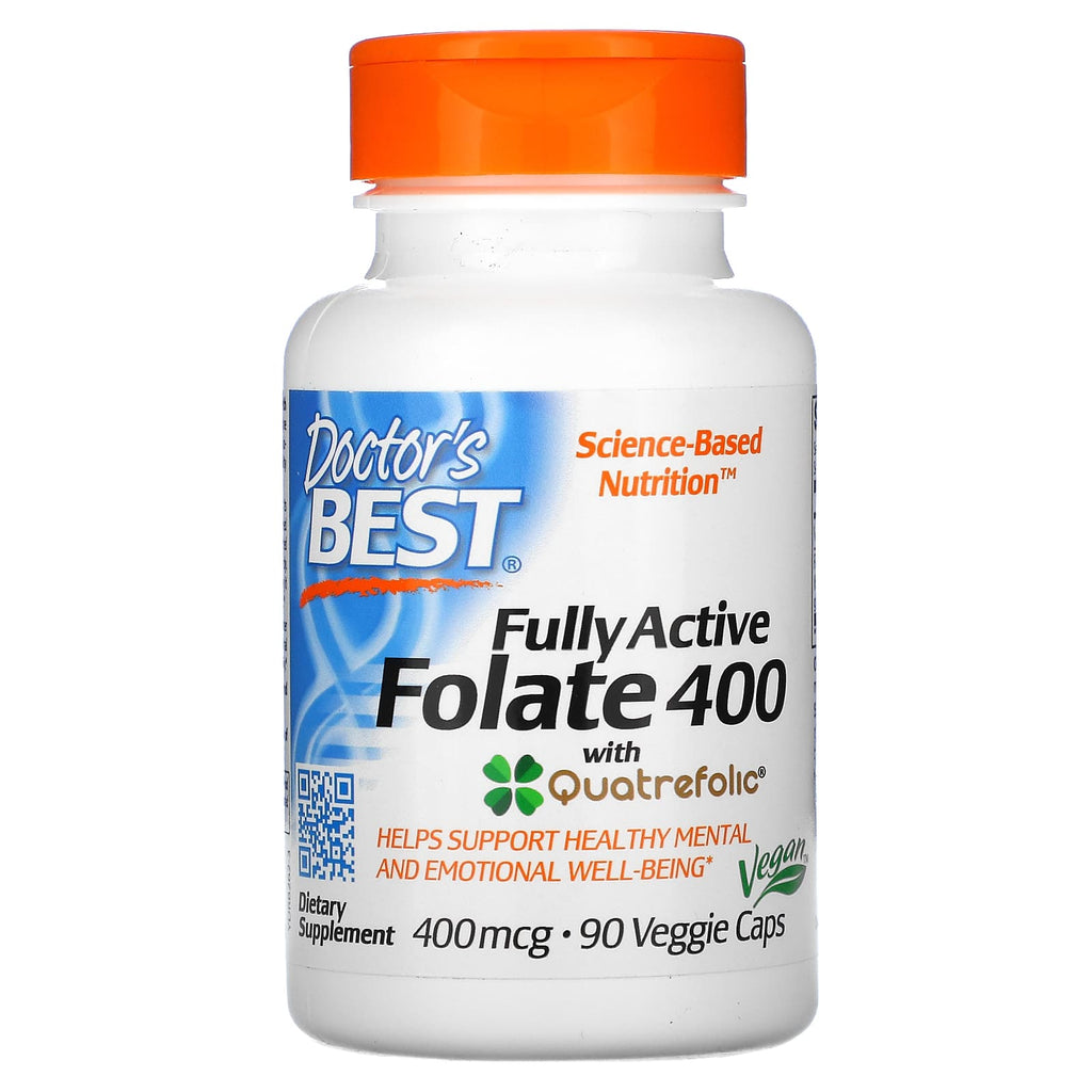 حمض الفوليك مثيل (ب9) 400 ملغم مع فيتامين سي 90 كبسولة Doctor's Best Fully Active Methyl Folate (B9) With Quatrefolic