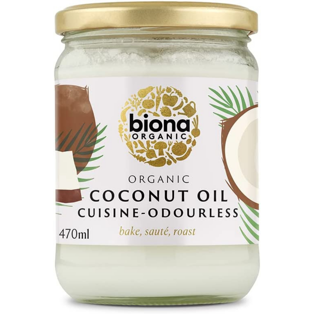 زيت جوز الهند العضوي المعصور على البارد عديم الرائحة 470 مل (زبدة جوز الهند) Biona Organic Coconut Oil (Best Before 26-04-2026)