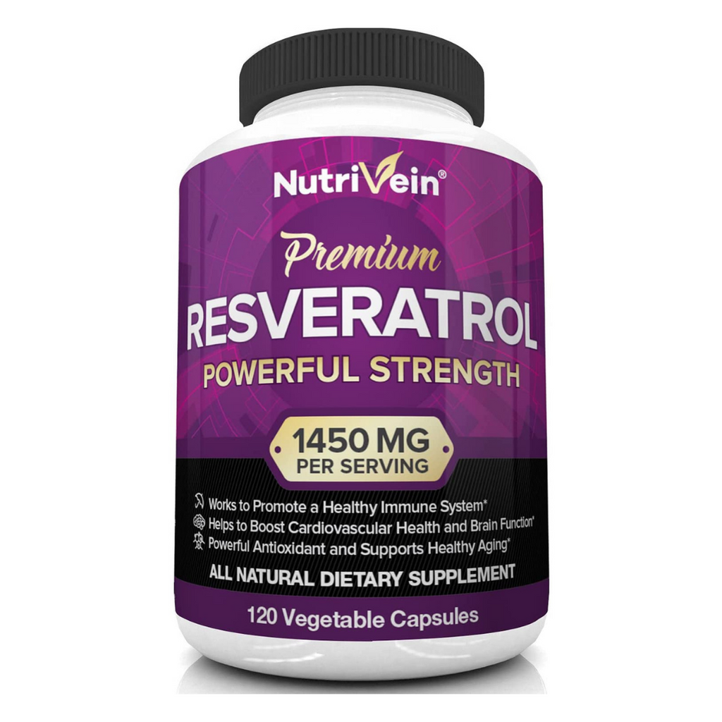 ريسفيراترول كومبلكس طبيعي 665 ملجم و 302 ملجم ترانس مع فيتامين سي 120 كبسولة Nutrivein Resveratrol