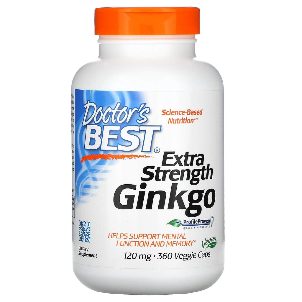 خلاصة الجنكة بالقوة الإضافية ( جنكو بيلوبا ) 120 ملجم، 360 كبسولة Doctor's Best‏ Extra Strength Ginkgo (Best Before 01-05-2024)