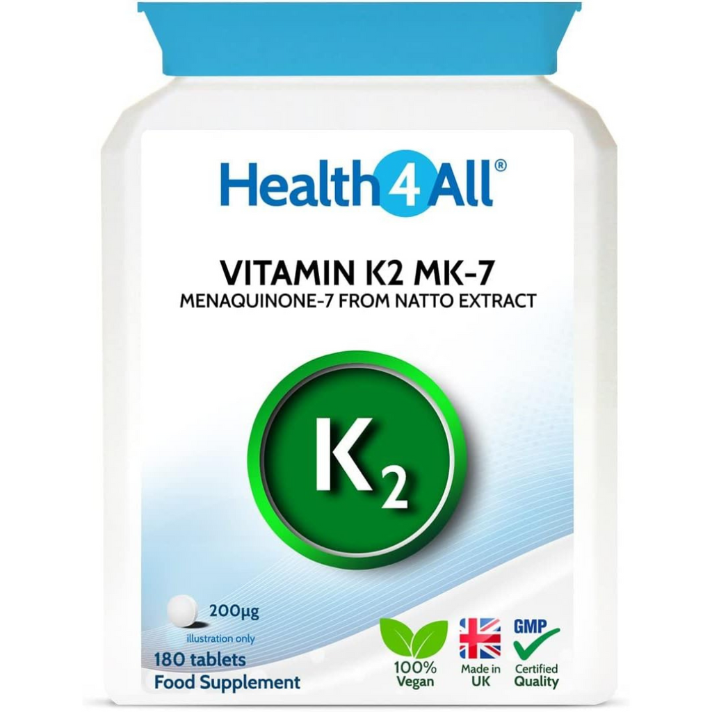 فيتامين ك2 عيار مضاعف 200 مكجم 180 قرص Health4All Vitamin K2 MK7 Non-GMO
