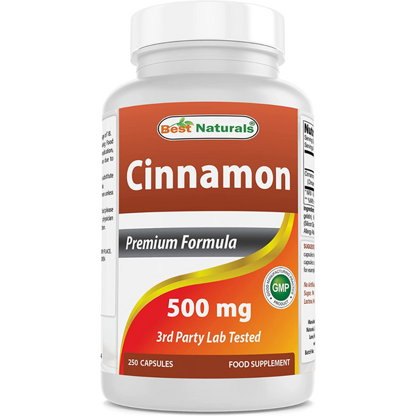 قرفة 500 ملغم 250 كبسولة Best Naturals Cinnamon (Best Before 01-11-2025)