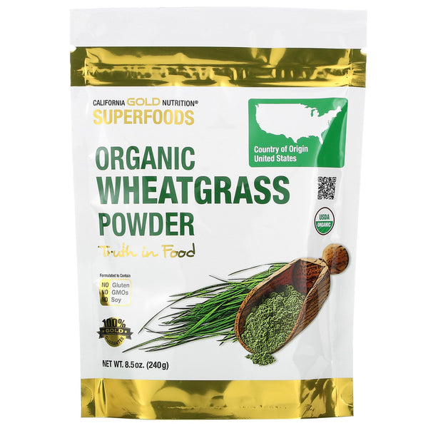 مسحوق عشب القمح العضوي 240 جرام Organic Wheat Grass Powder