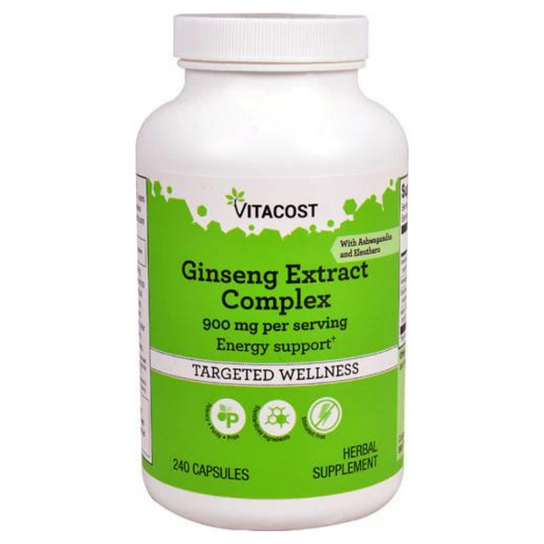 خلاصة جنسينج كومبلكس 450 ملجم (سيبيري وأمريكي وآسيوي واشواغندا) 240 كبسولة Vitacost Ginseng Extract Complex
