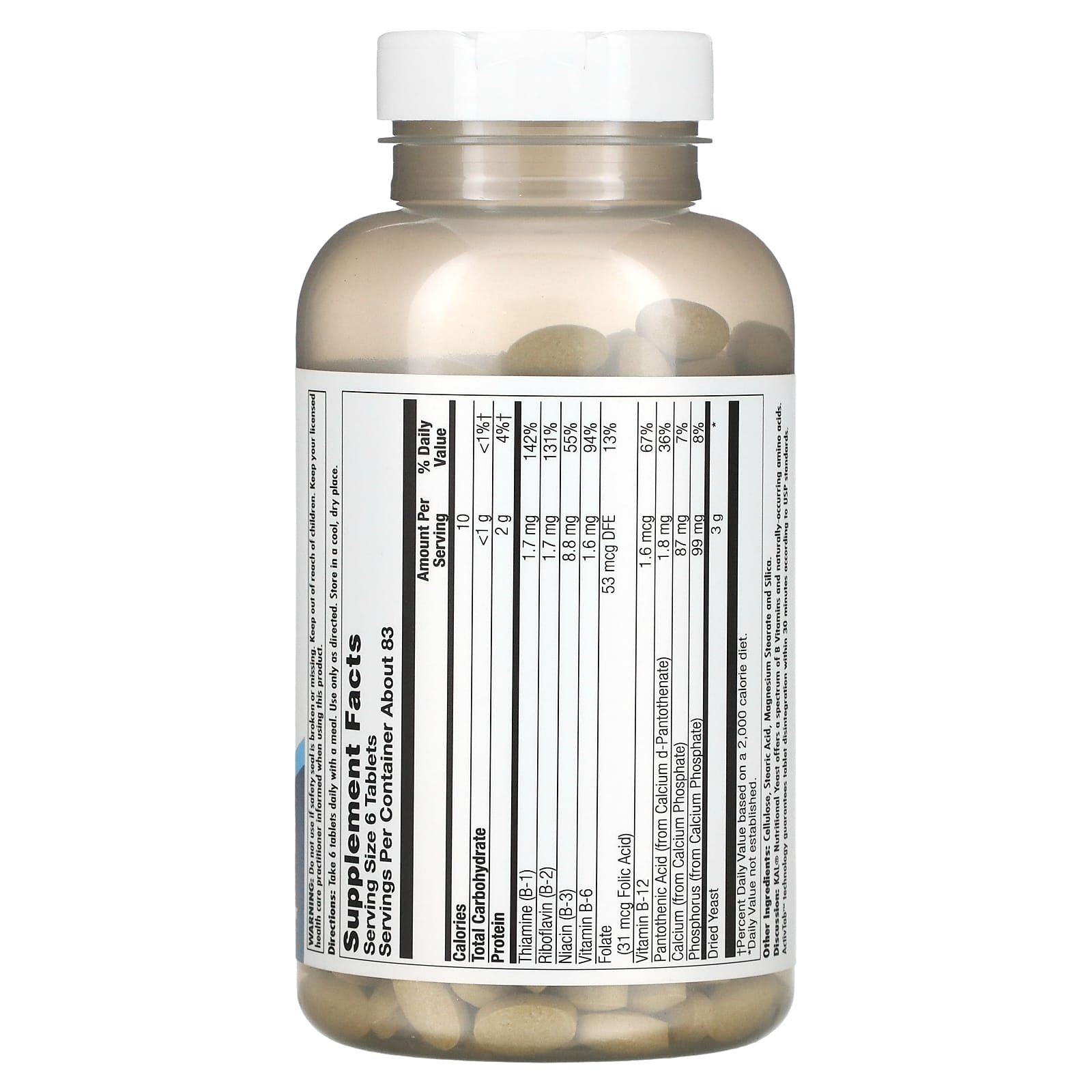 خميرة غذائية 500 ملغم 500 قرص KAL Nutritional Yeast Non-GMO (Best Before 01-02-2027)