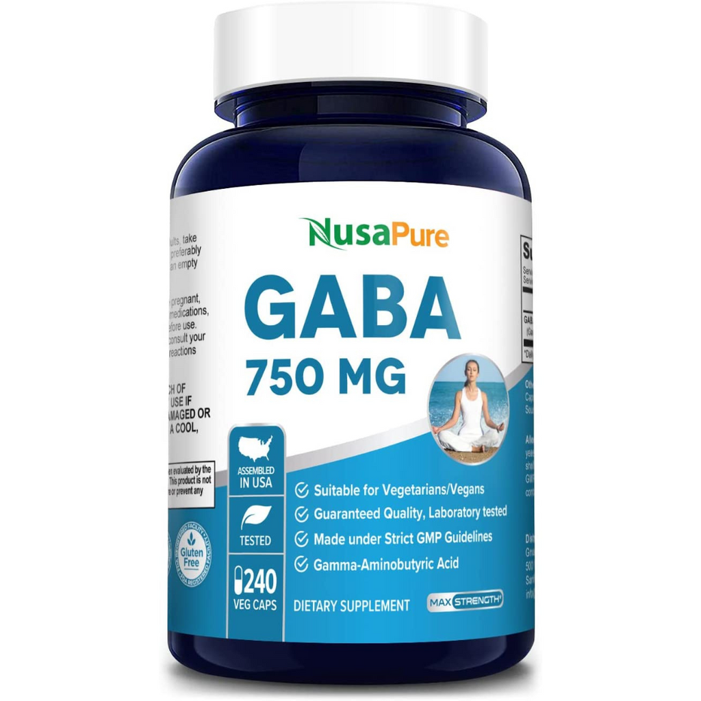 حمض غاما / غابا، 750 ملجم، 240 كبسولة NusaPure GABA (gamma-aminobutyric acid)