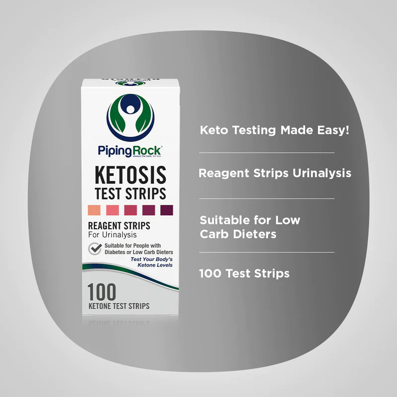 شرائط اختبار الكيتو 100 شريط PipingRock Ketosis Test Strips قطرات الصحة