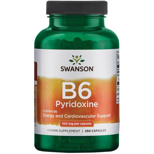 فيتامين ب6 100 ملجم 250 كبسولة Swanson Vitamin B6 Pyridoxine