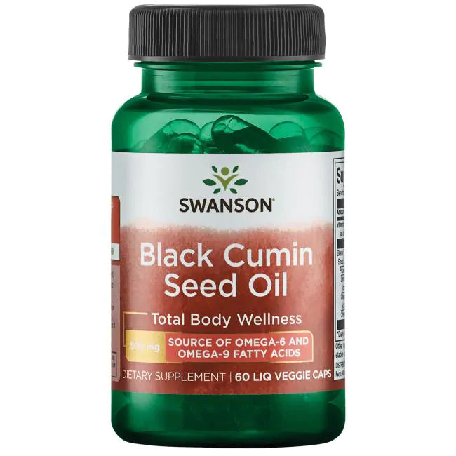 زيت الحبة السوداء (حبة البركة)، معصور على البارد، 500 ملجم 60 حبة Swanson Black Cumin Seed Oil