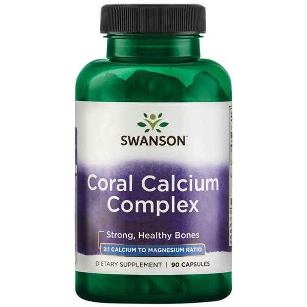 مركب كالسيوم مرجاني 250 ملجم  مع مغنيسيوم 125 ملجم مع فيتامين د 90 كبسولة Swanson Coral Calcium Complex