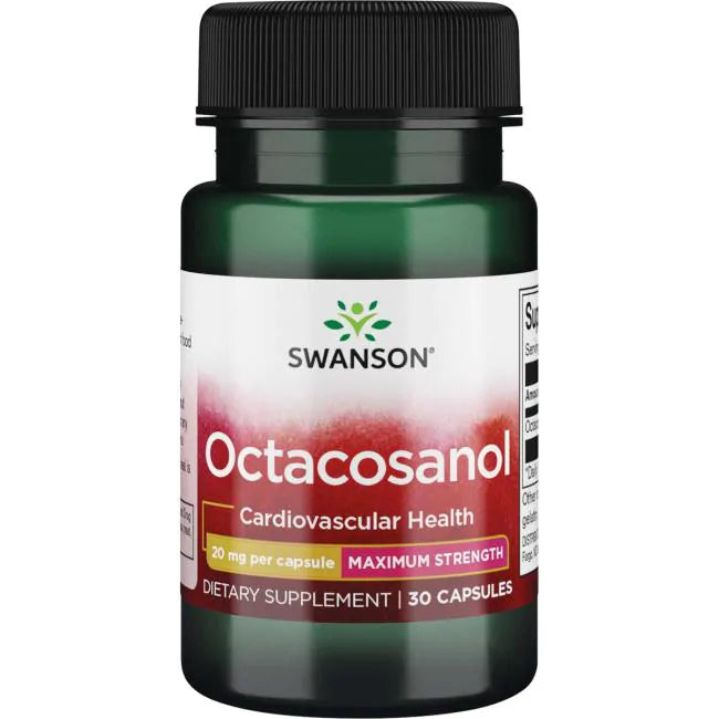 أوكتاكوزانول بالقوة القصوى 20 ملجم 30 كبسولة Swanson Octacosanol Maximum Strength