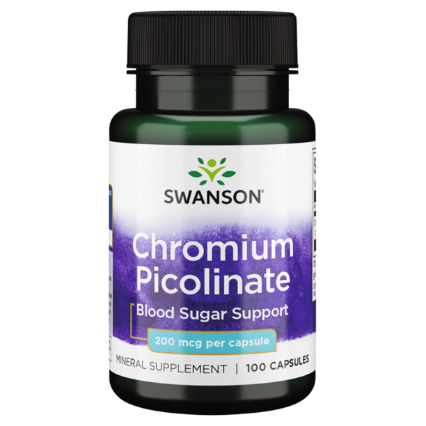 كروميوم بايكلونيت 200 ميكرو 100 كبسولة Swanson Chromium Picolinate (Best Before 01-03-2028)