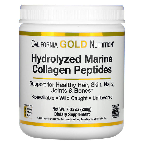 كولاجين بحري بيبتايد هايدرولايزد 200 جم California Gold Nutrition, Hydrolyzed Marine Collagen Peptides
