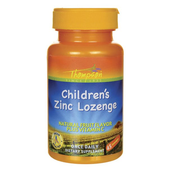 زنك للأطفال 5 ملجم بنكهة الفاكهة الطبيعية مع فيتامين سي 20 ملجم 45 قرص Thompson Children's Zinc Lozenges with Natural Fruit Flavor Plus Vitamin C (Best Before 01-08-2024)